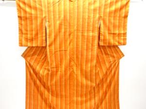 縞織り出し手織り真綿紬着物